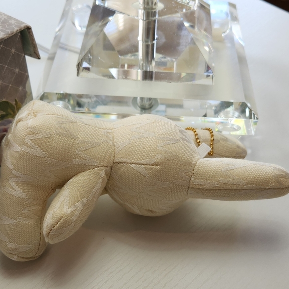 "M" Bunny Cream with Bow Tie Key Chain Book Bag Tag - Picture 4 of 5